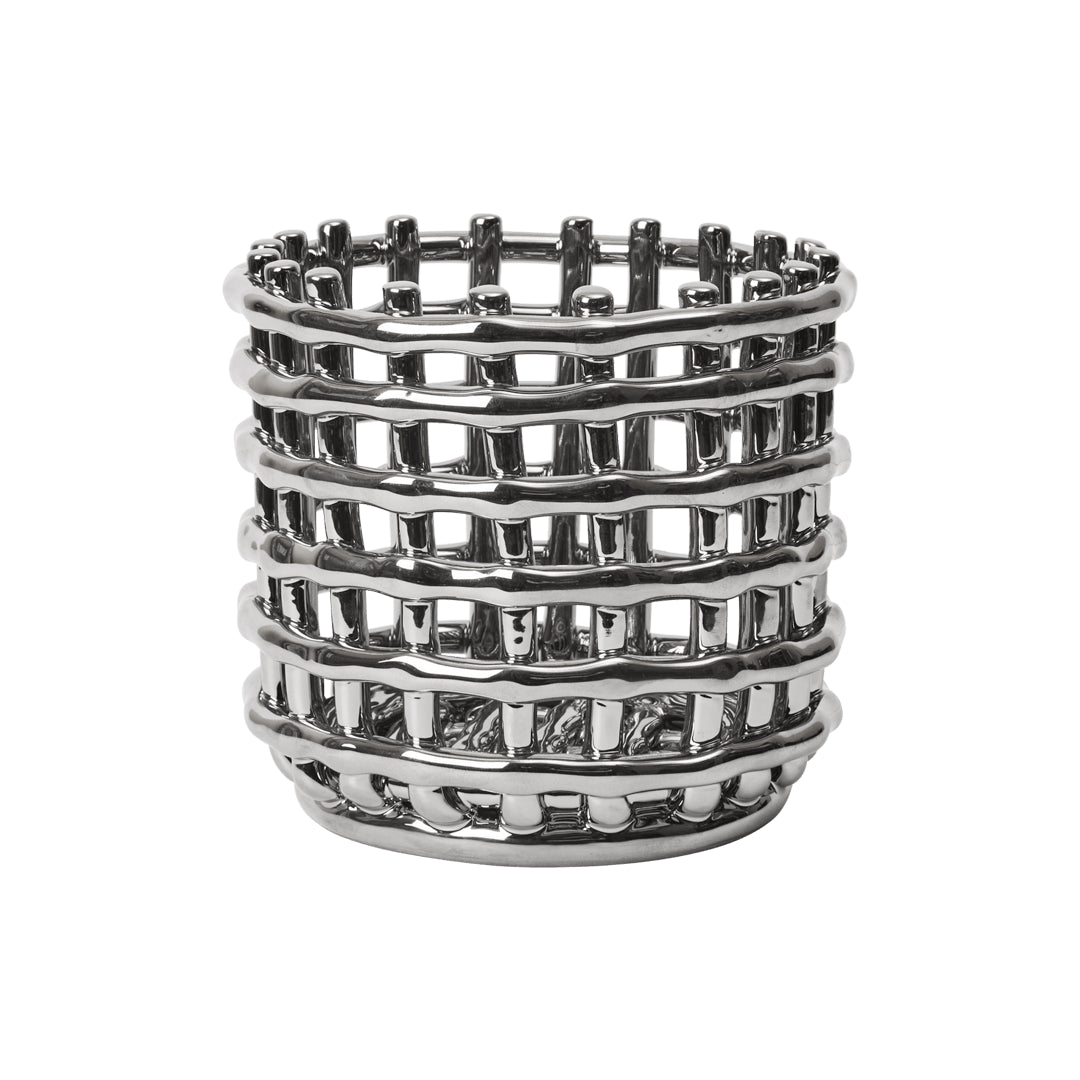 Ferm Living Ceramic Basket - Silver - Batten Home