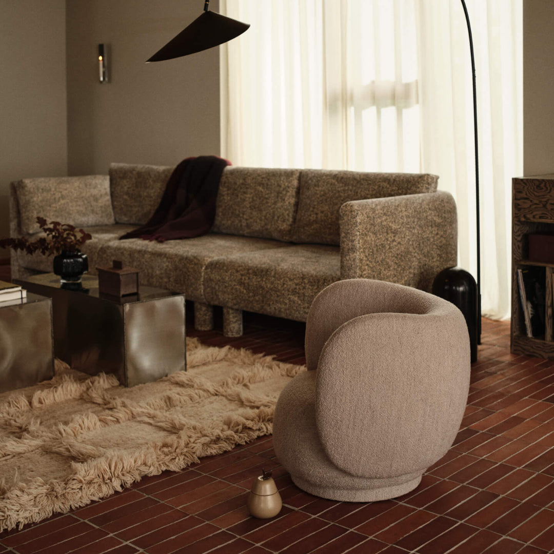 Ferm Living Rico Kids Lounge Chair - Soft Bouclé - Natural - Batten Home