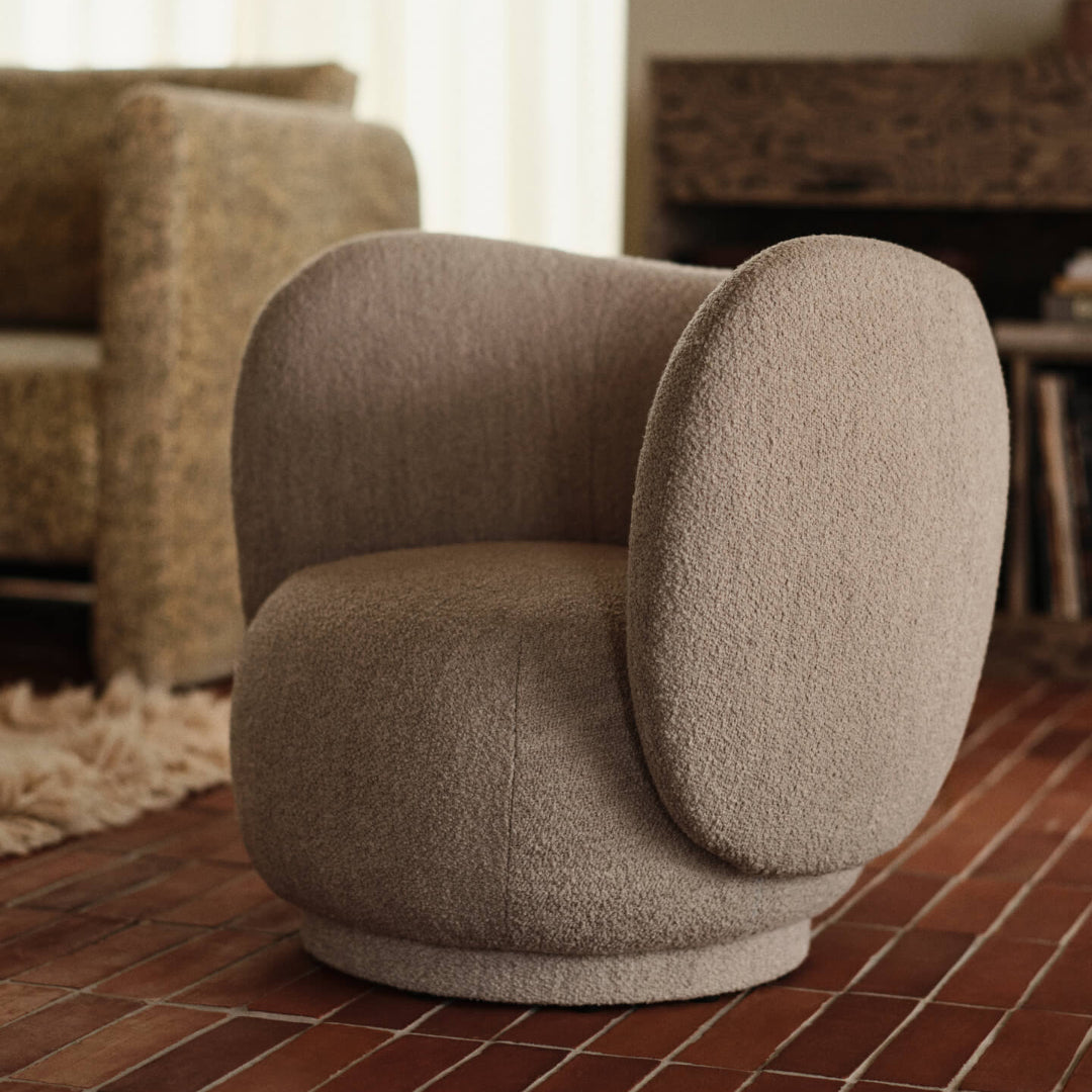 Ferm Living Rico Kids Lounge Chair - Soft Bouclé - Natural - Batten Home