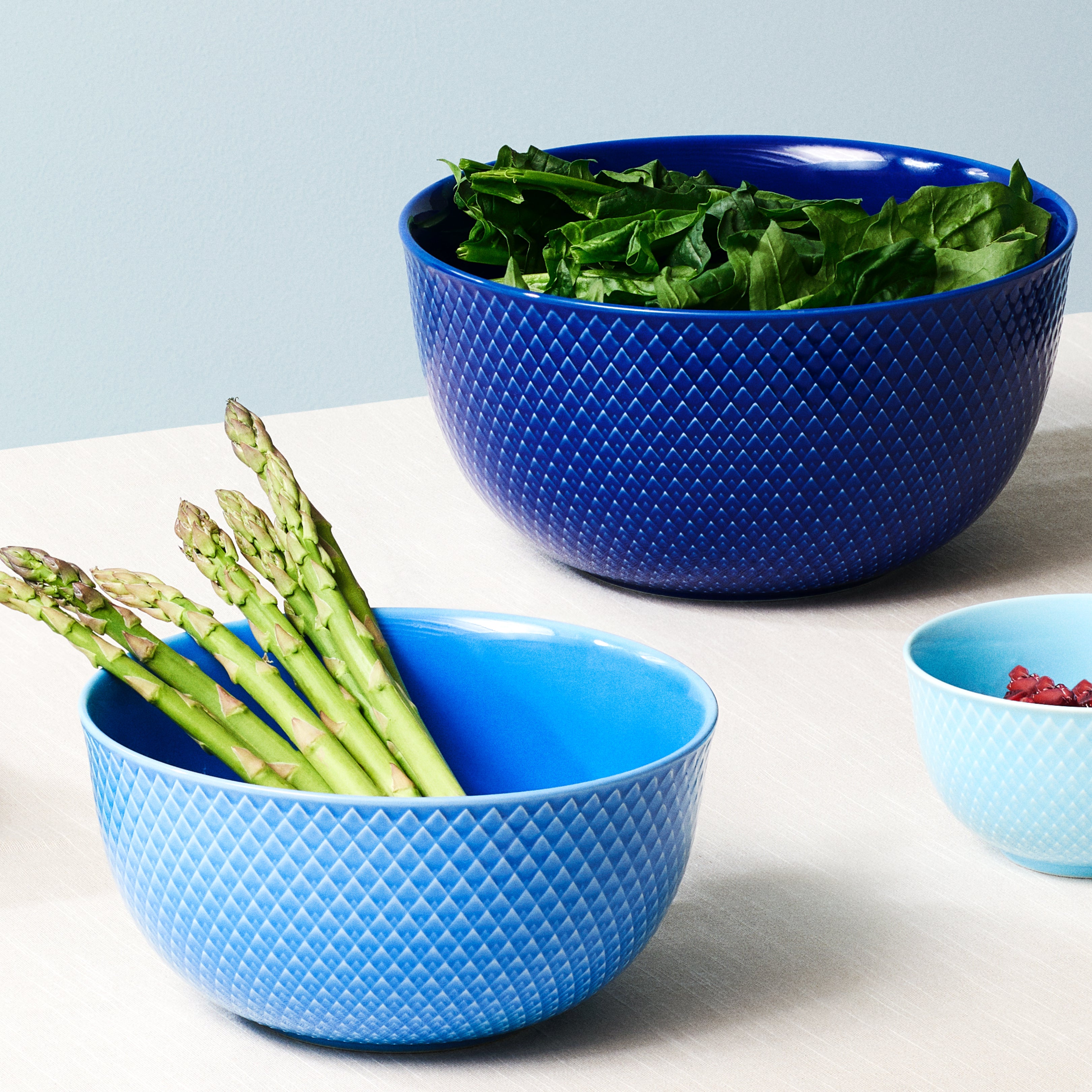 Lyngby Porcelain Rhombe Serving Bowl 22 Dark Blue