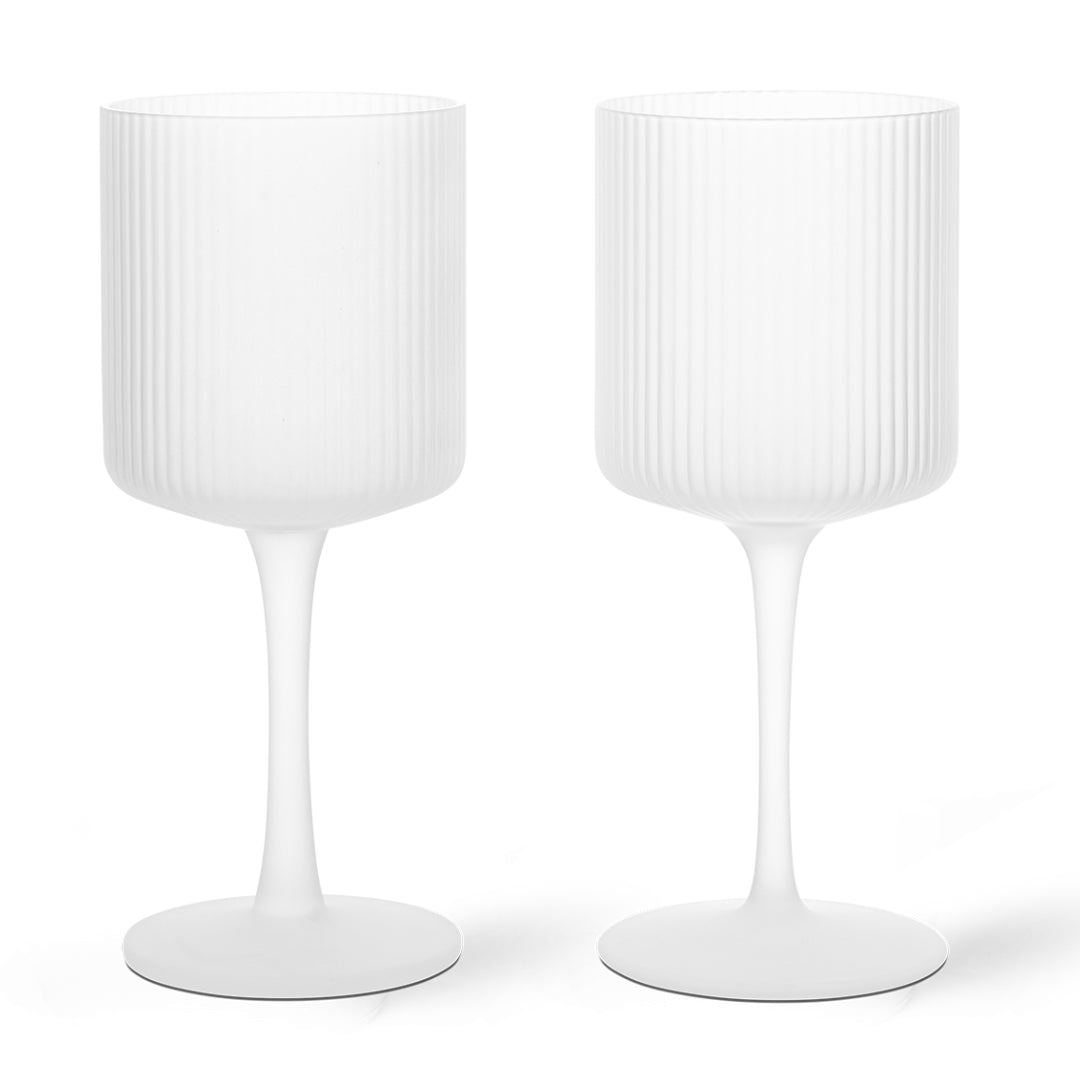frosted wine glasses Ferm Living - Ripple White Wine Glasses - Set of 2