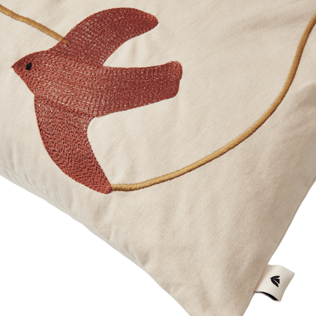 Swif Bird Embroidered Cushion - Rectangular