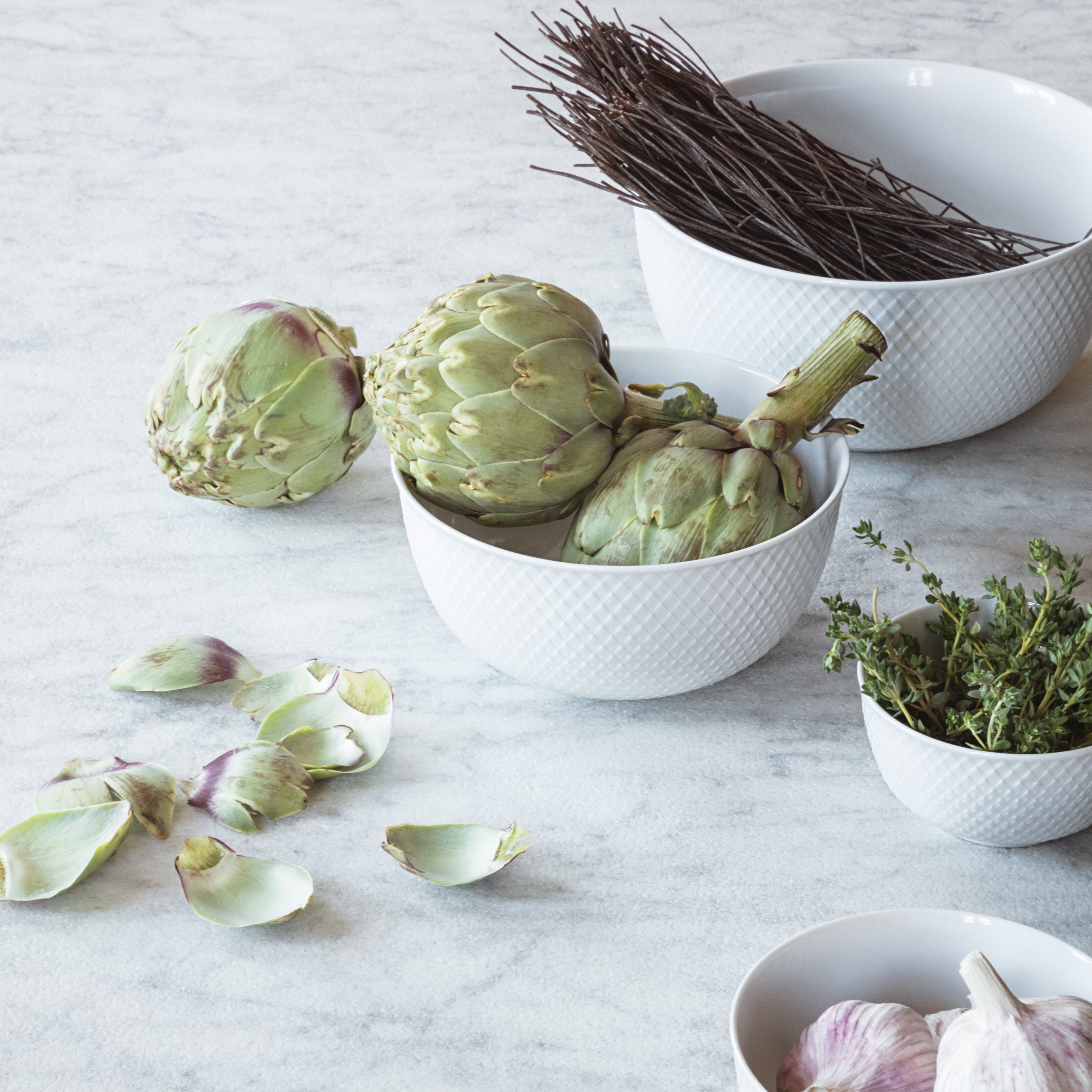 Lyngby Porcelain Rhombe Serving Bowl 22 White