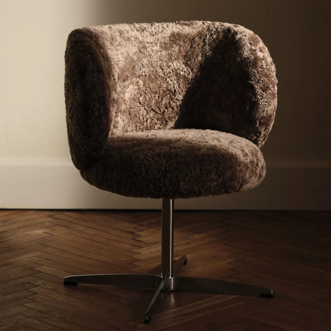 Ferm Living Rico Dining Chair - Swivel - Sheepskin - Sahara - Batten Home