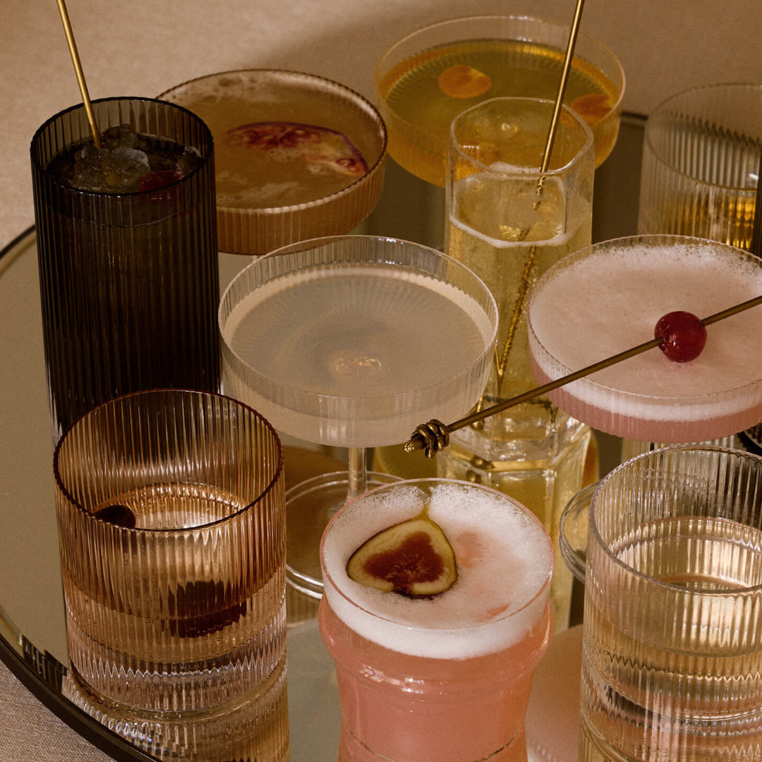 Ferm Living Ripple Highball Glasses - Set of 2 - Smoked Grey - Batten Home