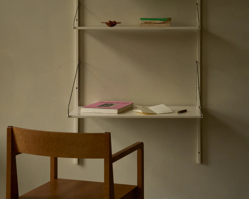 Shelf Library Desk Section │ H42.7 │ Warm White Steel