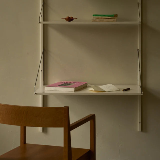 Shelf Library Desk Section │ H42.7 │ Warm White Steel