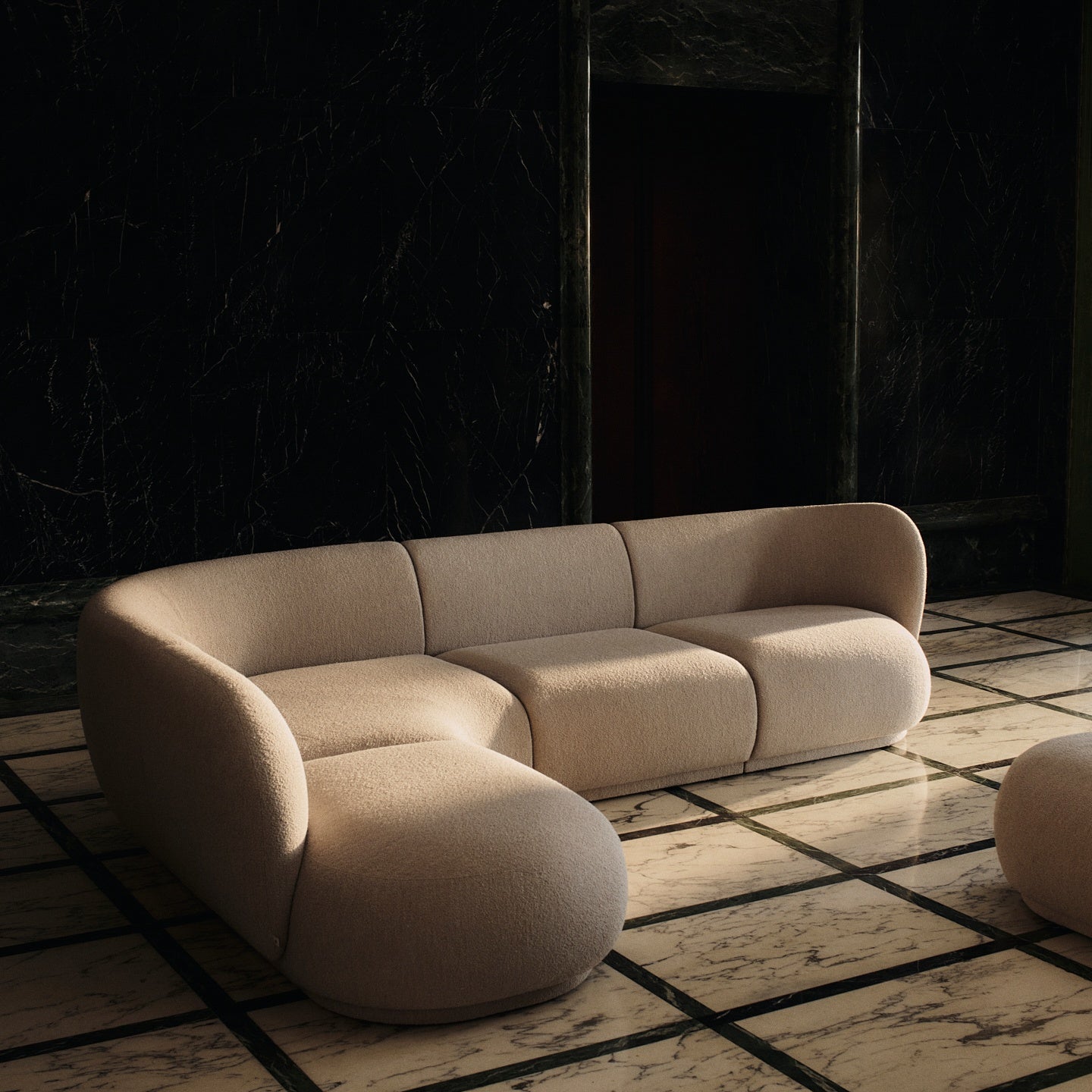 Rico Modular Sofa - Armrest Left - Soft Bouclé - Natural