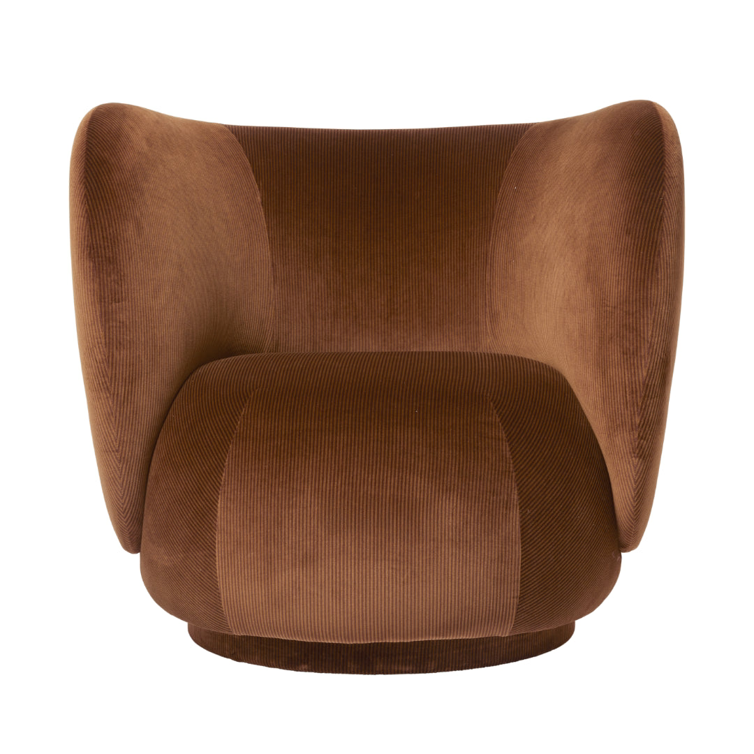 Rico Lounge Chair - Devoré Velvet - Rust