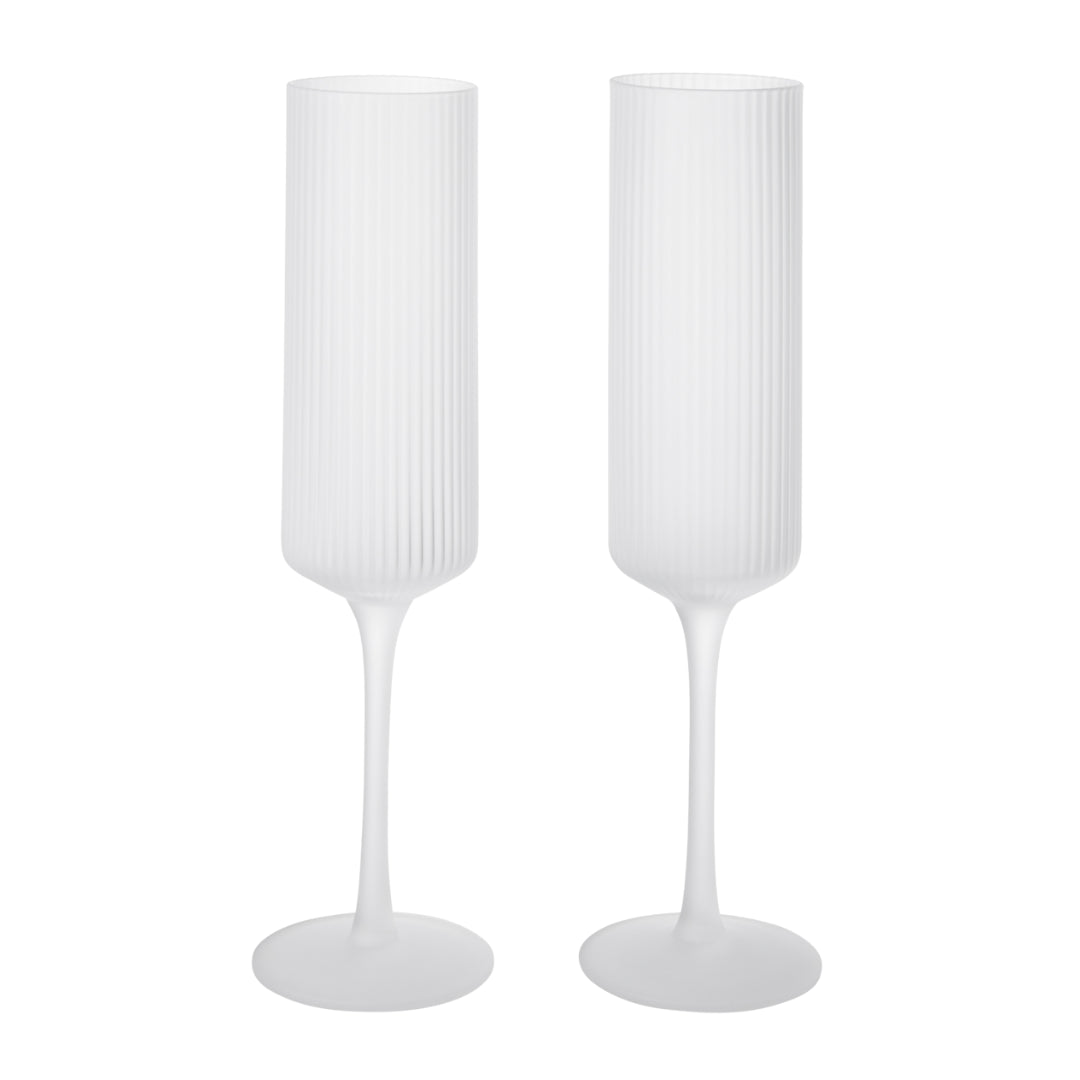 Ripple Champagne Flutes - Set of 2 - Frosted