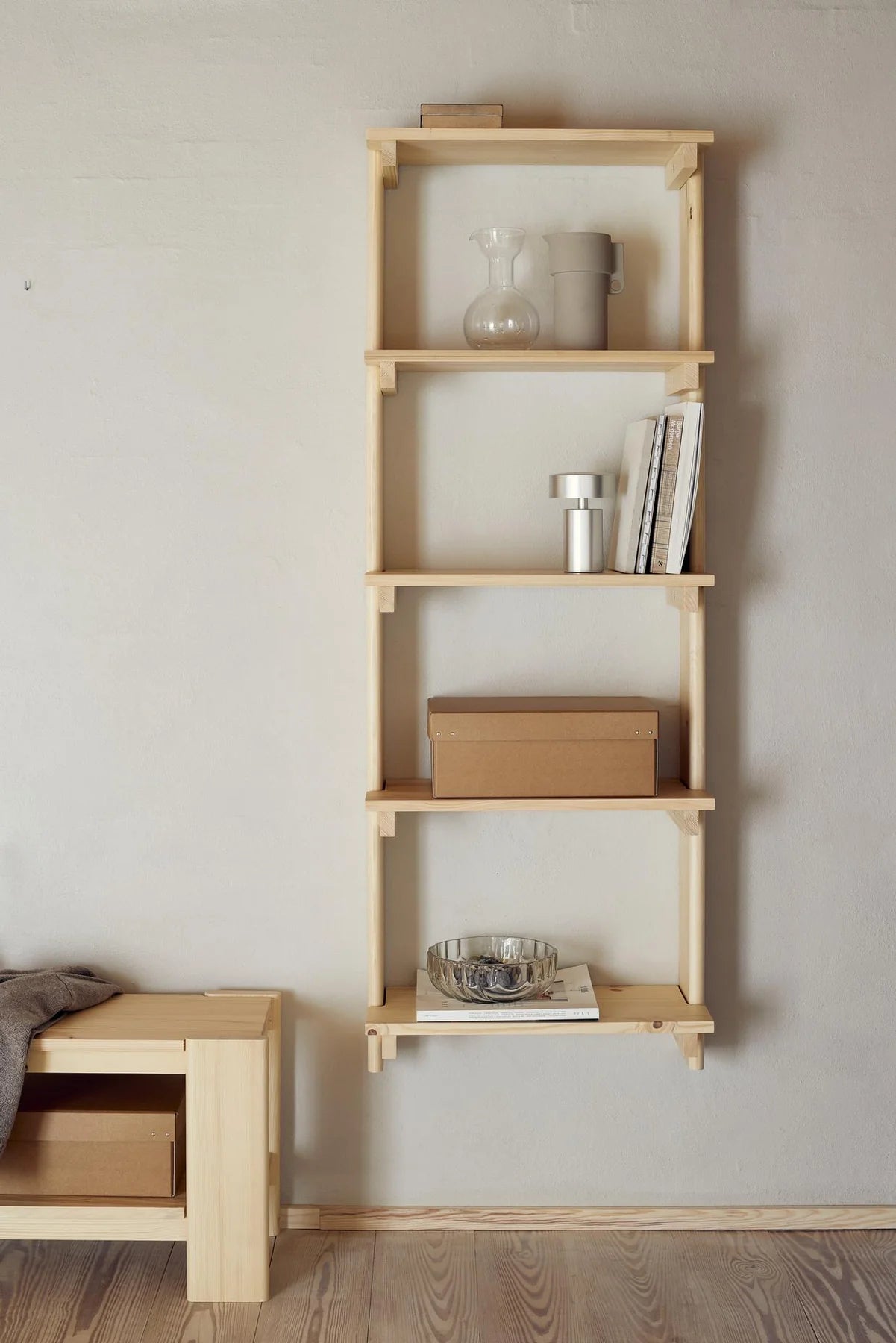 Beam Wall Shelf 5, Pine