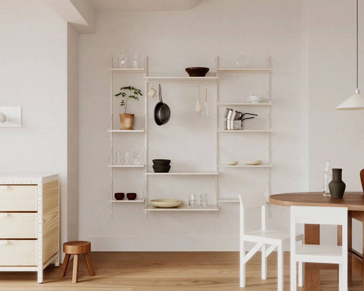 Shelf Library Single Section │ H73 │ Warm White Steel