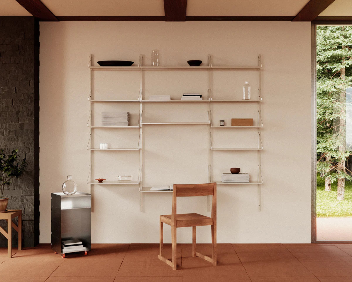 Shelf Library Desk Section │ H72 │ Warm White Steel