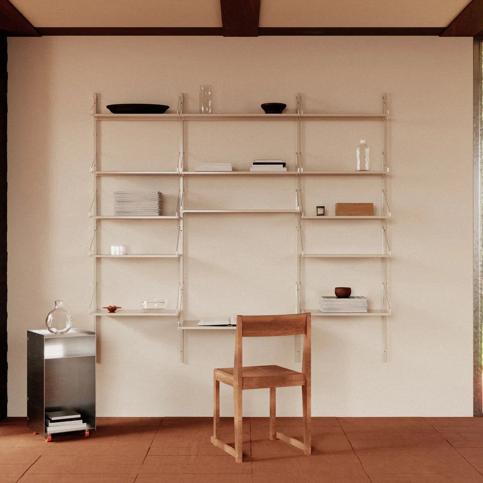 Shelf Library Desk Section │ H72 │ Warm White Steel