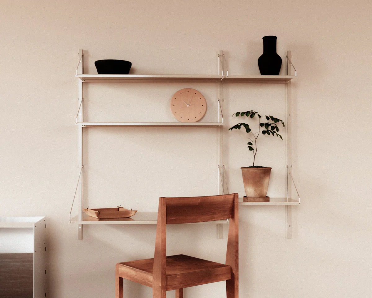 Shelf Library Desk Section │ H42.7 │ Warm White Steel