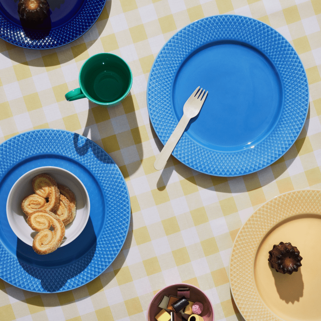 Lyngby Porcelain Rhombe Dinner Plate 27 Blue