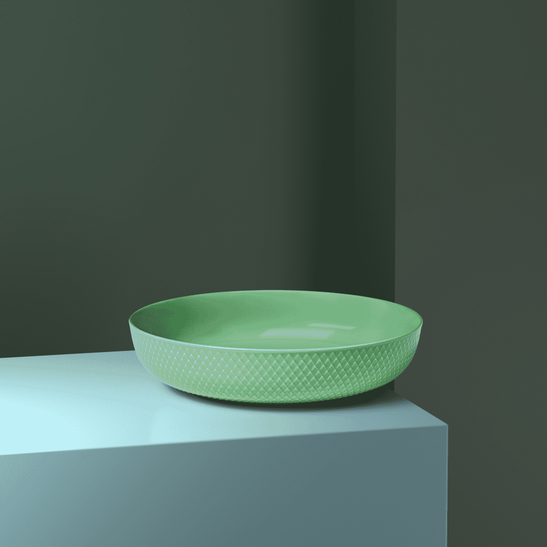 Lyngby Porcelain Rhombe Serving Bowl 28 Green