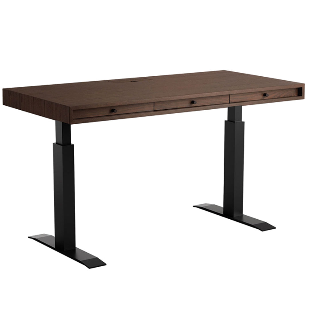JFK Adjustable Home Desk in Dark Smoked Ash on white background