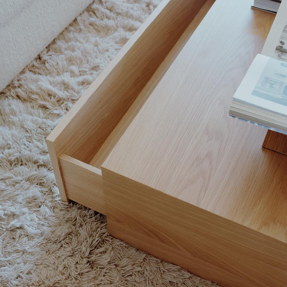 Mass High Coffee Table with Drawer - Batten Home