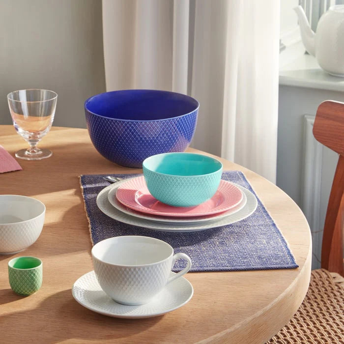 Lyngby Porcelain Rhombe Tea Cup w/ Saucer