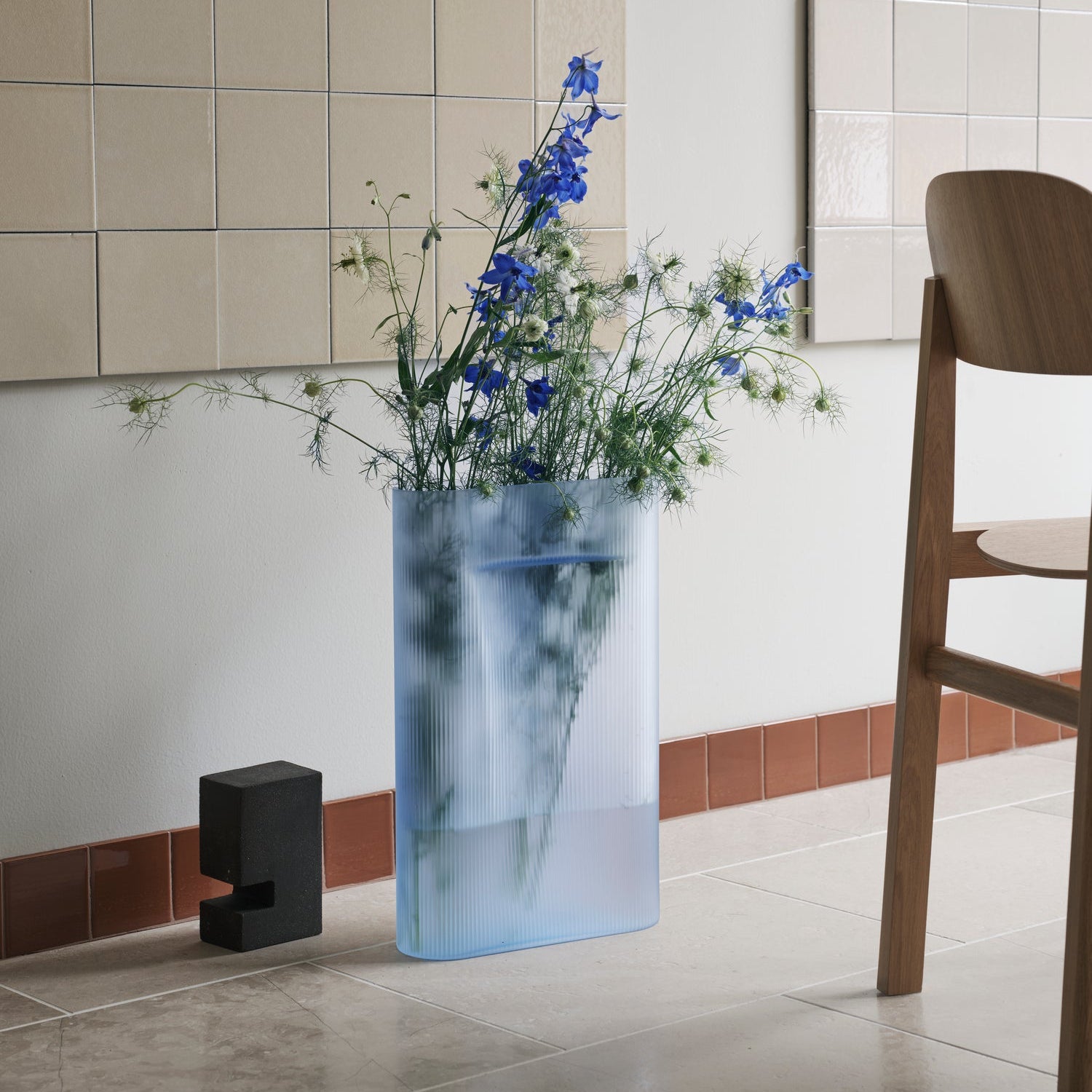 Ridge Vase Frosted Glass - Batten Home