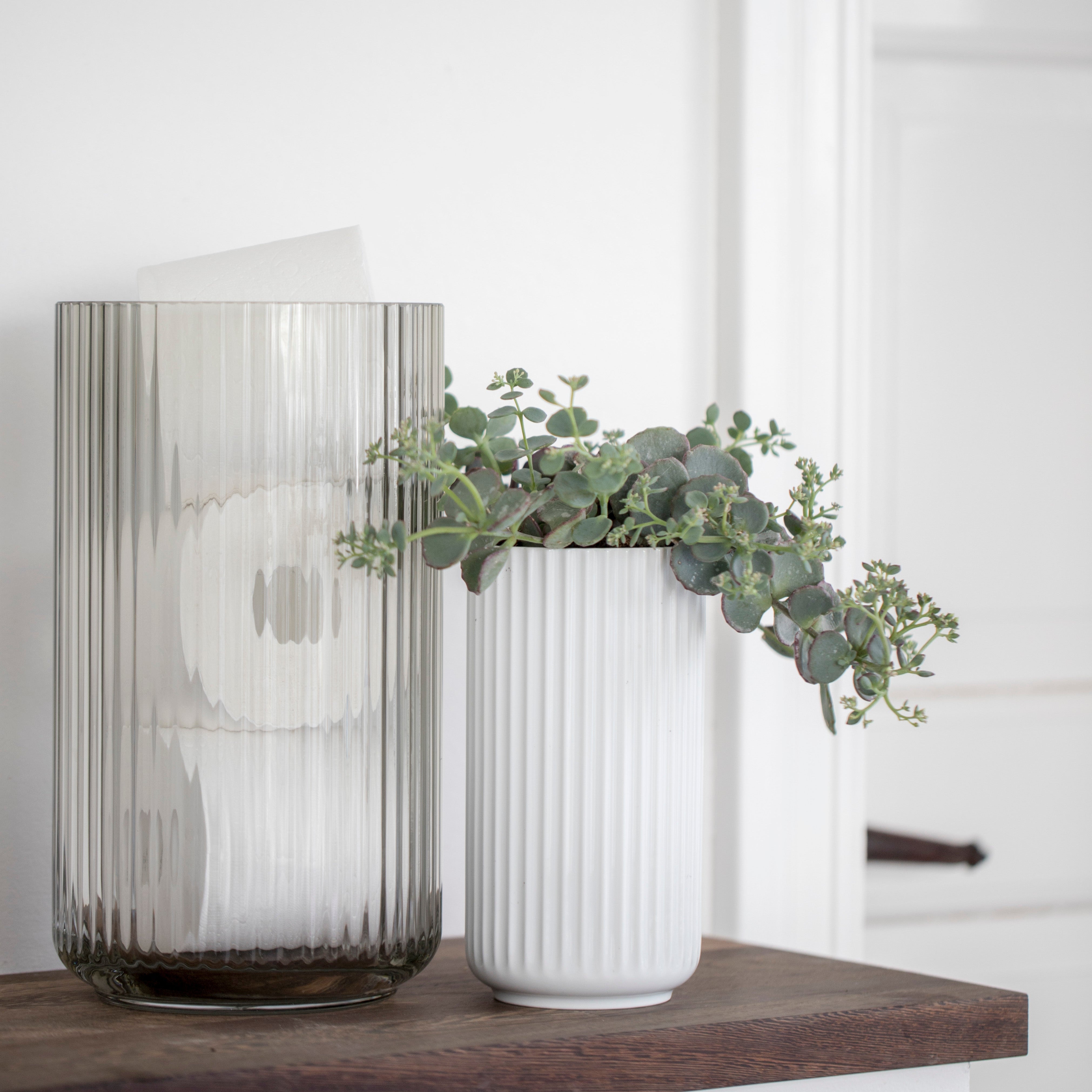 Lyngby Porcelain Glass Vase 38 Smoke