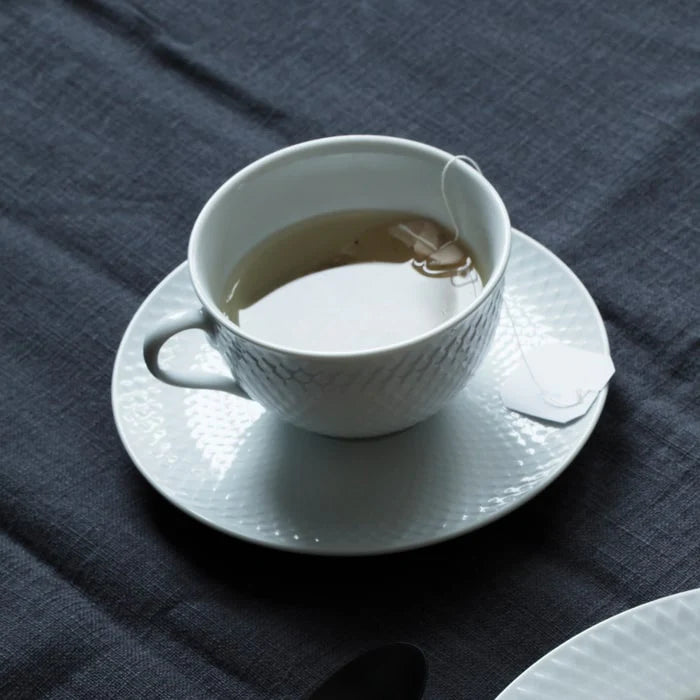 Lyngby Porcelain Rhombe Tea Cup w/ Saucer