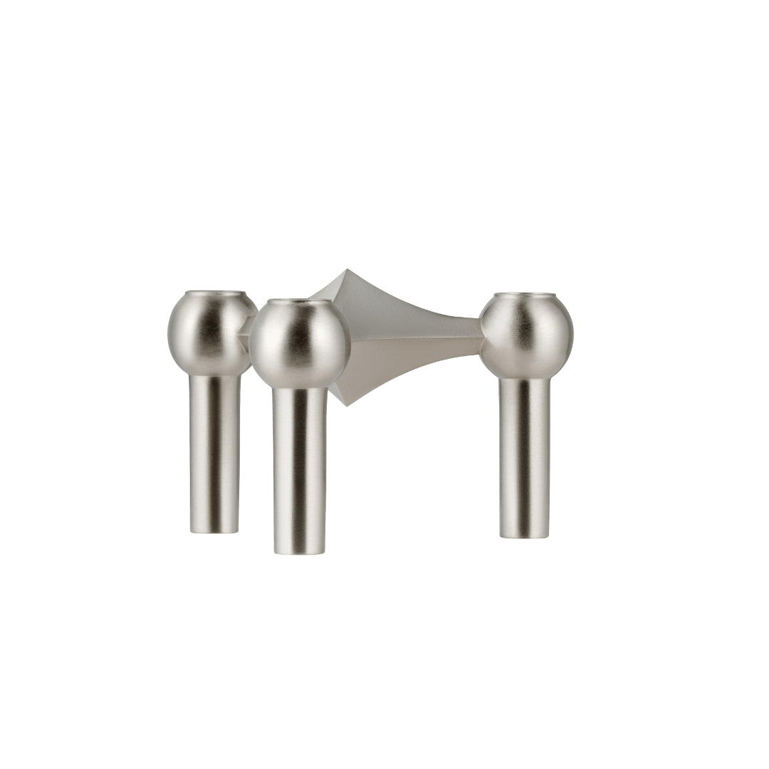 STOFF Nagel Candle Holder, Brushed Chrome