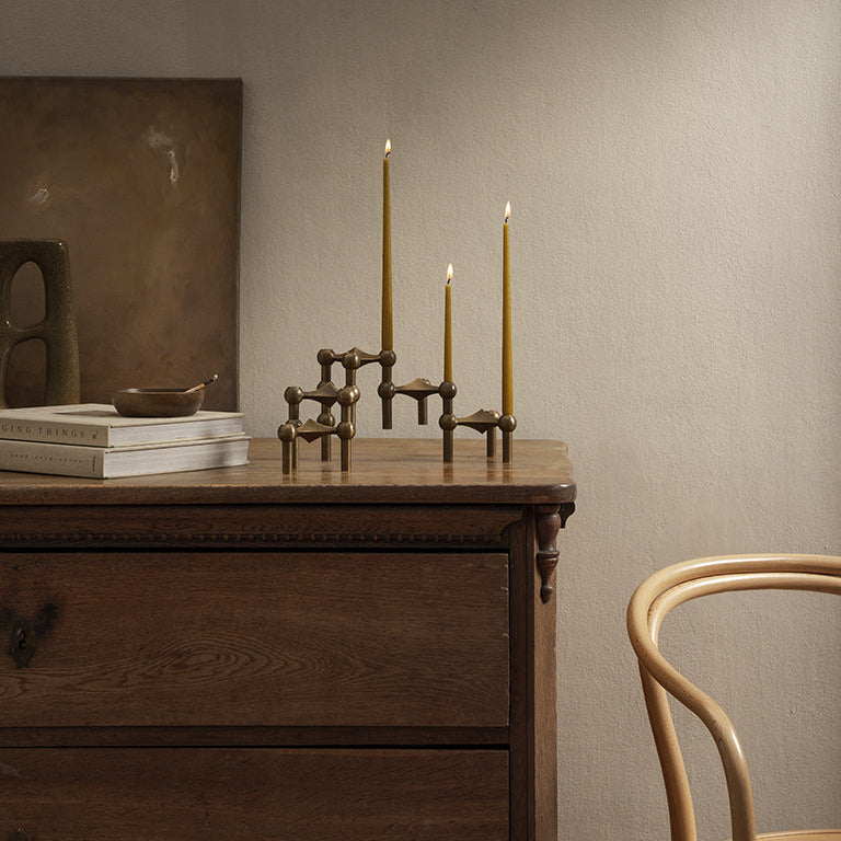 STOFF Nagel Candle Holder, Bronzed Brass, Set of 3