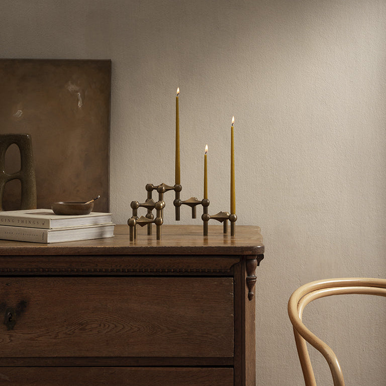 STOFF Nagel Taper Candle by Ester & Erik, Mustard, Set of 6