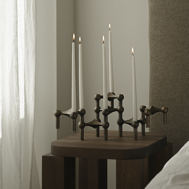 STOFF Nagel Candle Holder, Bronzed Brass, Set of 3