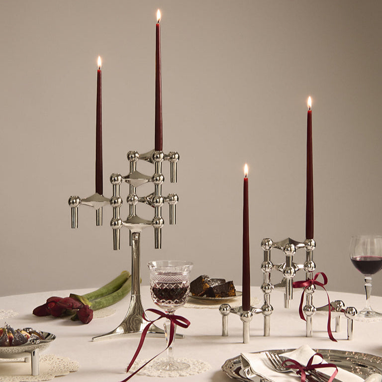 STOFF Nagel Taper Candle by Ester & Erik, Burgundy Red, Set of 6