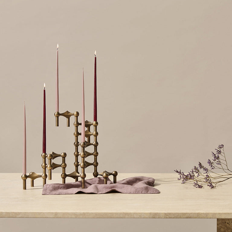 STOFF Nagel Taper Candle by Ester & Erik, Burgundy Red, Set of 6