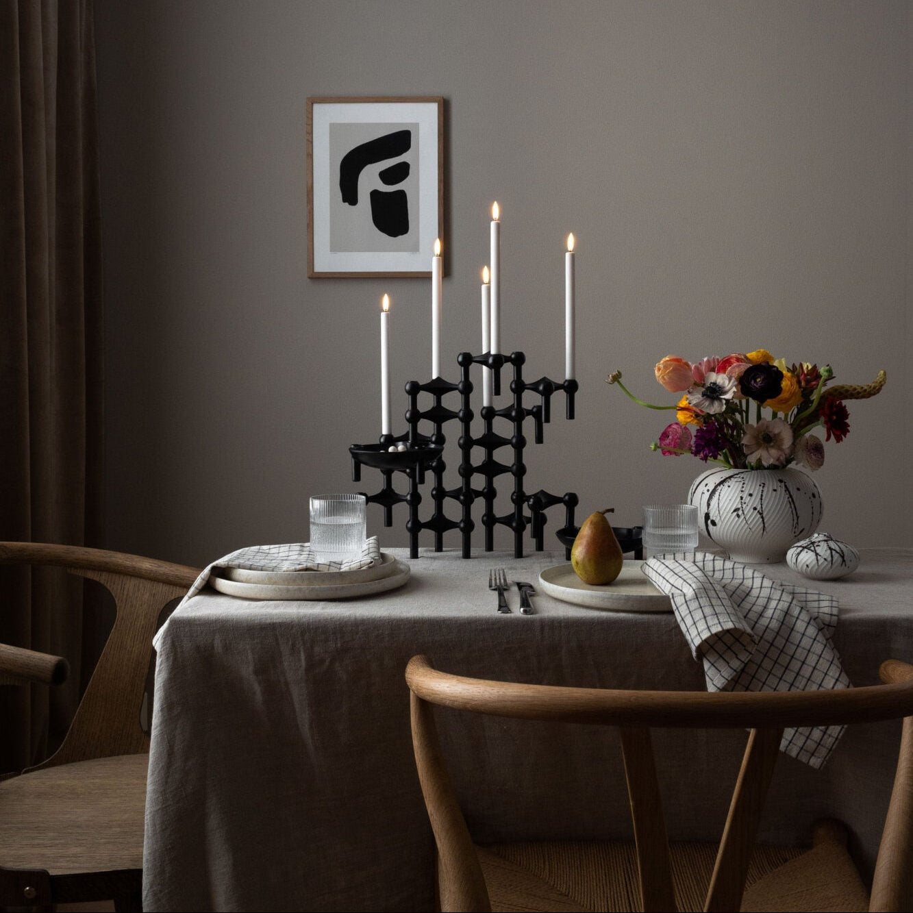 STOFF Nagel Candle Holder, Black, Set of 3 - Batten Home