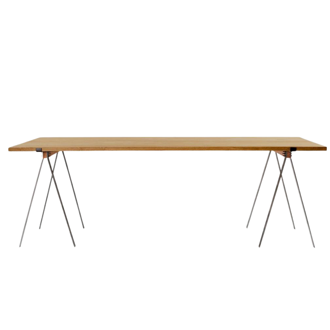 Trestle Table - Blackened Steel/Oak Planks