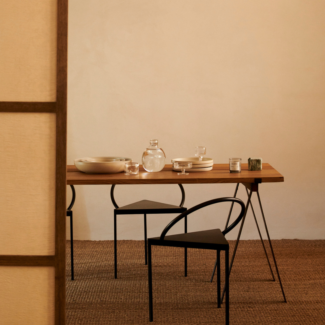 Trestle Table - Blackened Steel/Oak Planks
