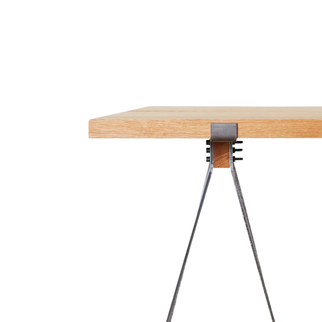 Trestle Table - Blackened Steel/Oak Planks