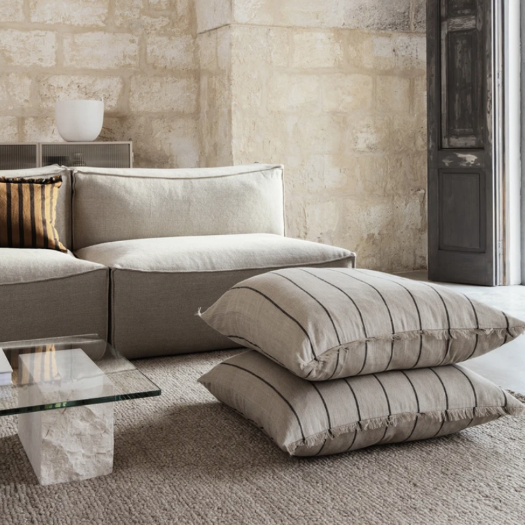 Ferm LivingCalm Cushion 78x78 - Camel / Black - Batten Home