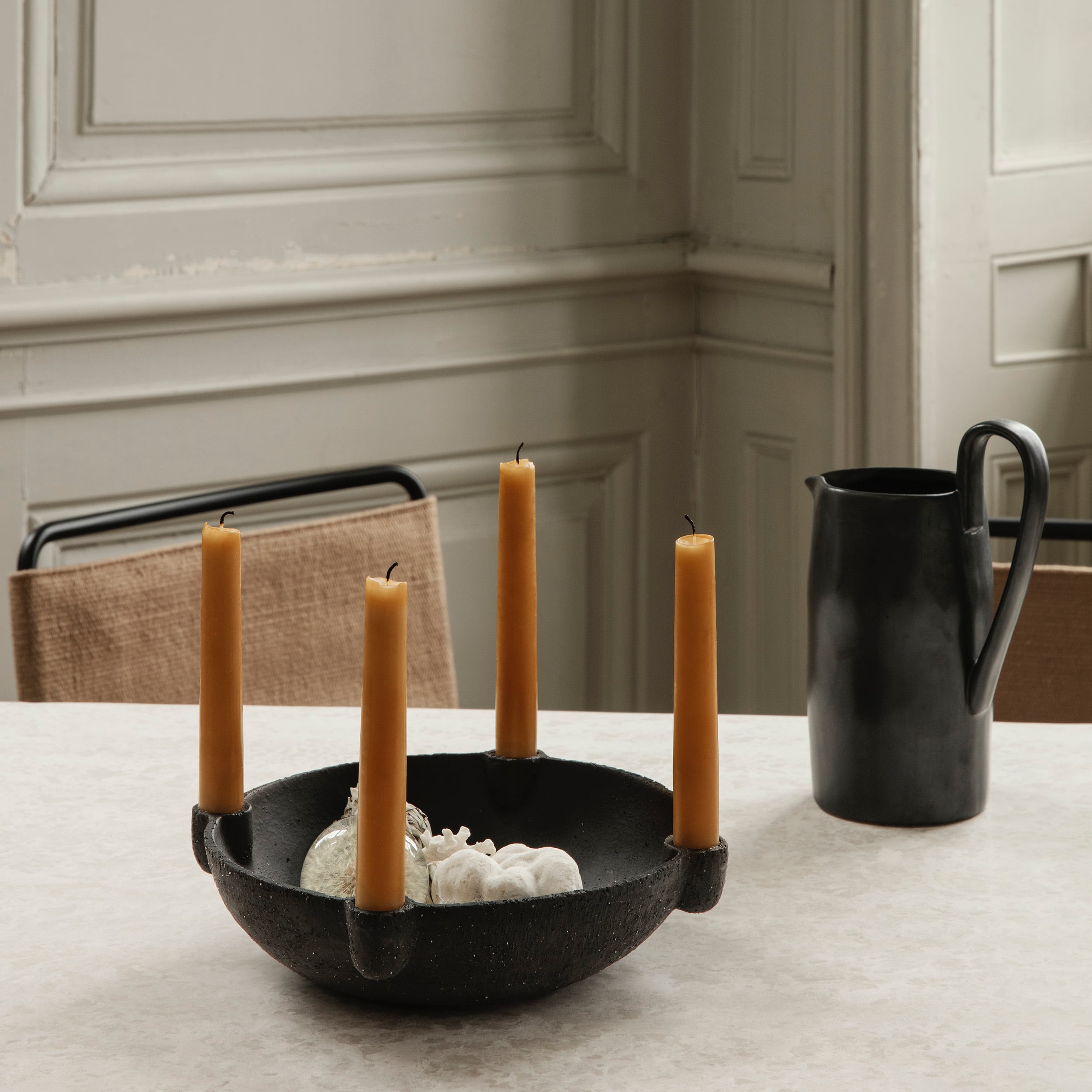 Bowl Candle Holder Ceramic Large - Dark Grey