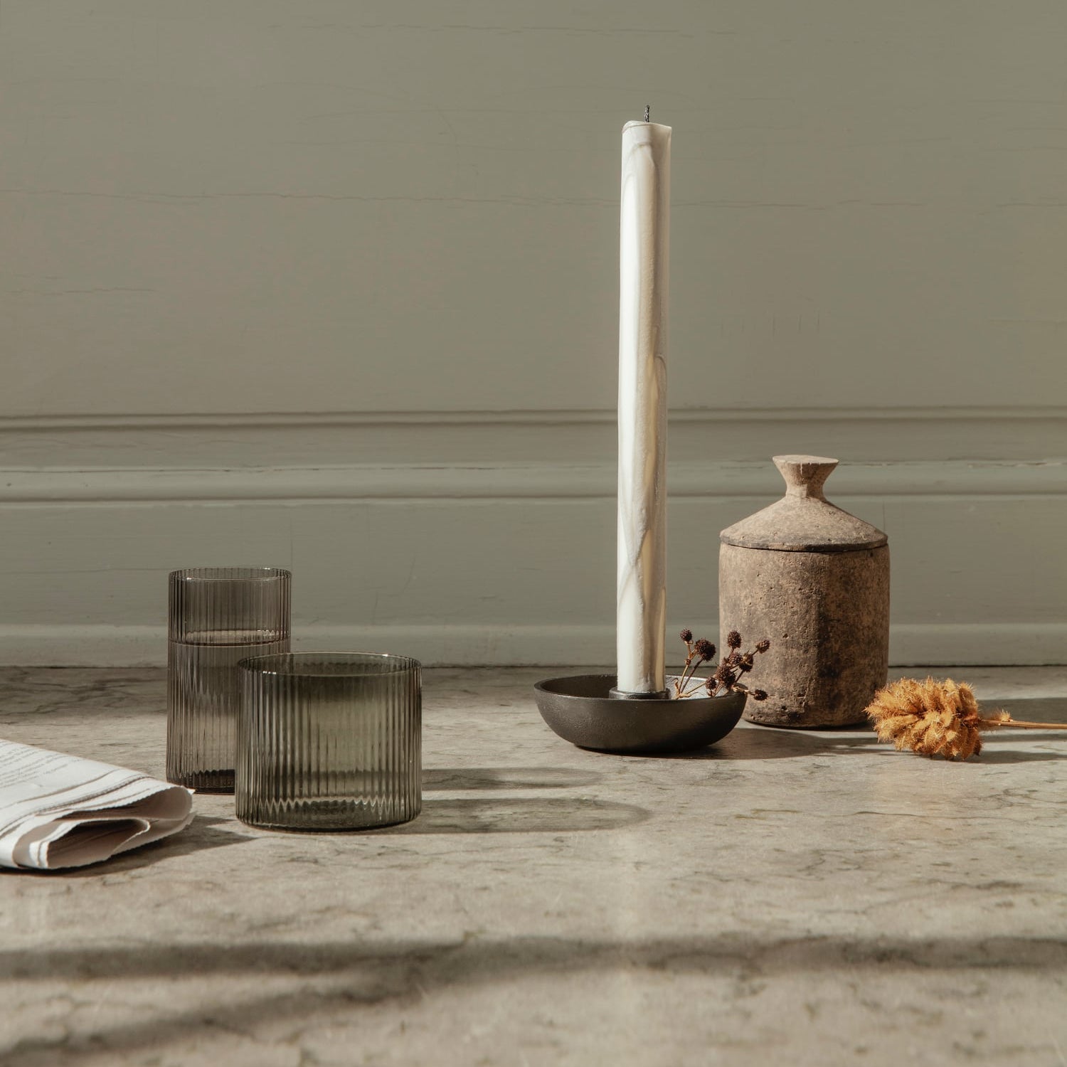 Ripple Low Glass Set Smoke Grey - Batten Home