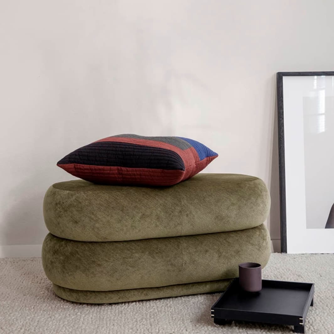 Ferm LivingPouf Faded Velvet Oval Medium Forest - Batten Home