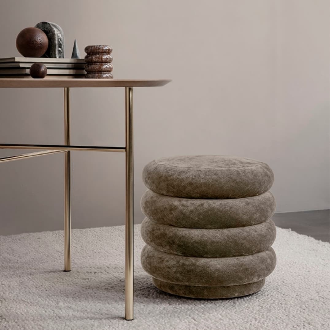 Ferm LivingPouf Faded Velvet Small Beige - Batten Home
