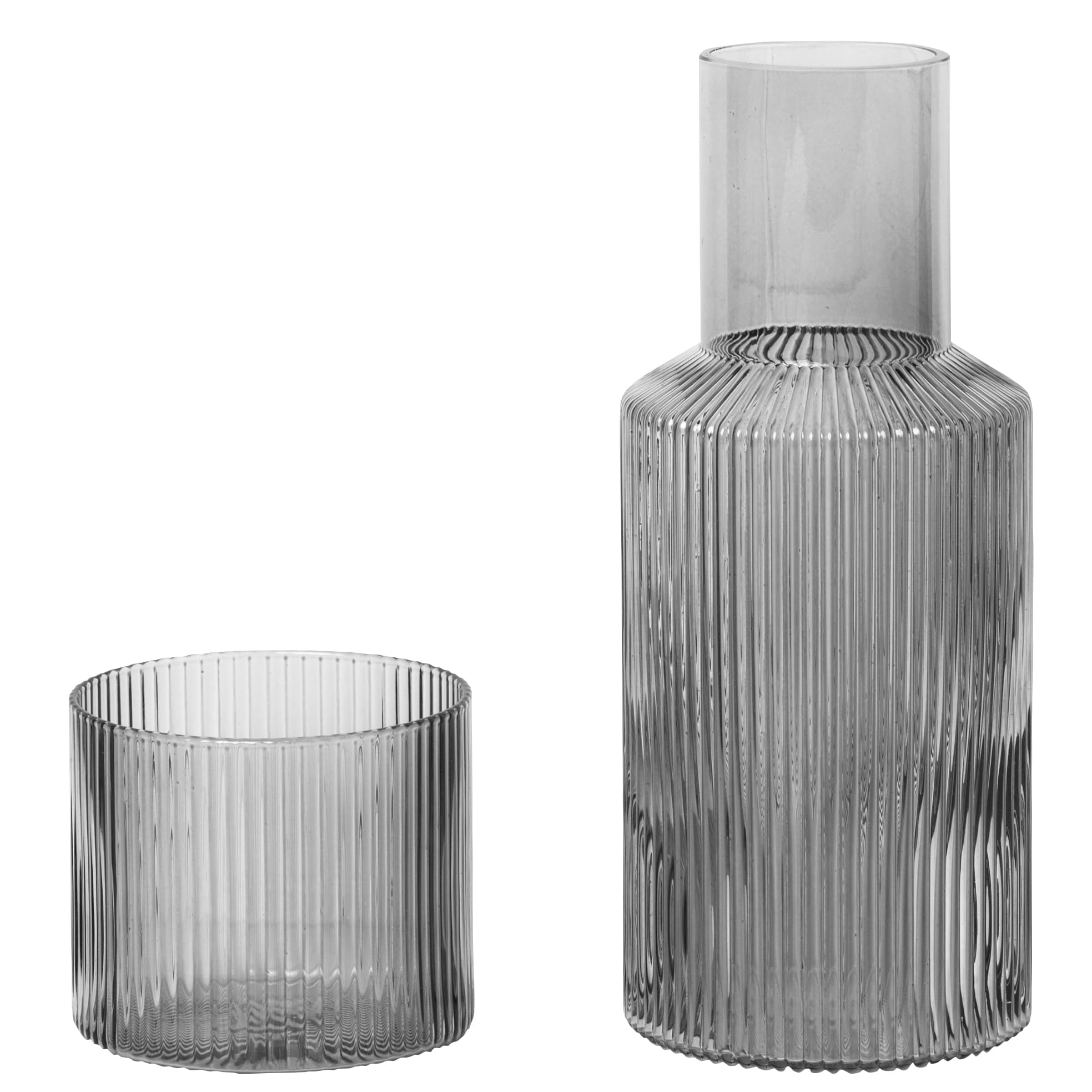 Ferm LivingRipple Carafe Set in Smoked Grey - Batten Home