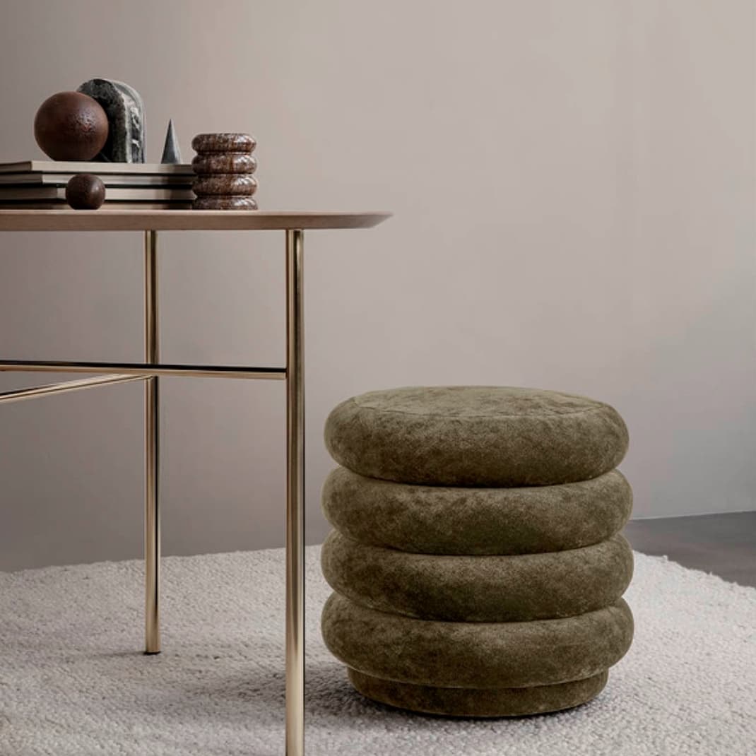 Ferm LivingPouf Faded Velvet Small Forest - Batten Home