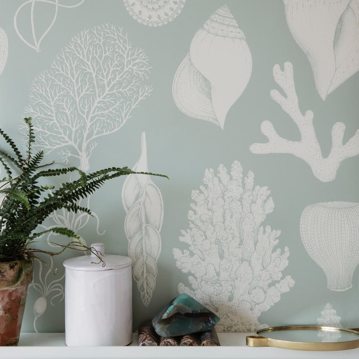 Ferm LivingKatie Scott Wallpaper Shells Aqua - Batten Home