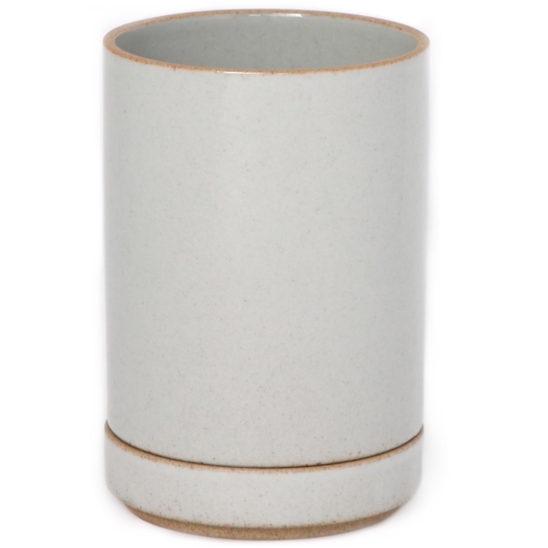 Hasami PorcelainSmall Planter and Saucer Set in Gloss Gray - Batten Home