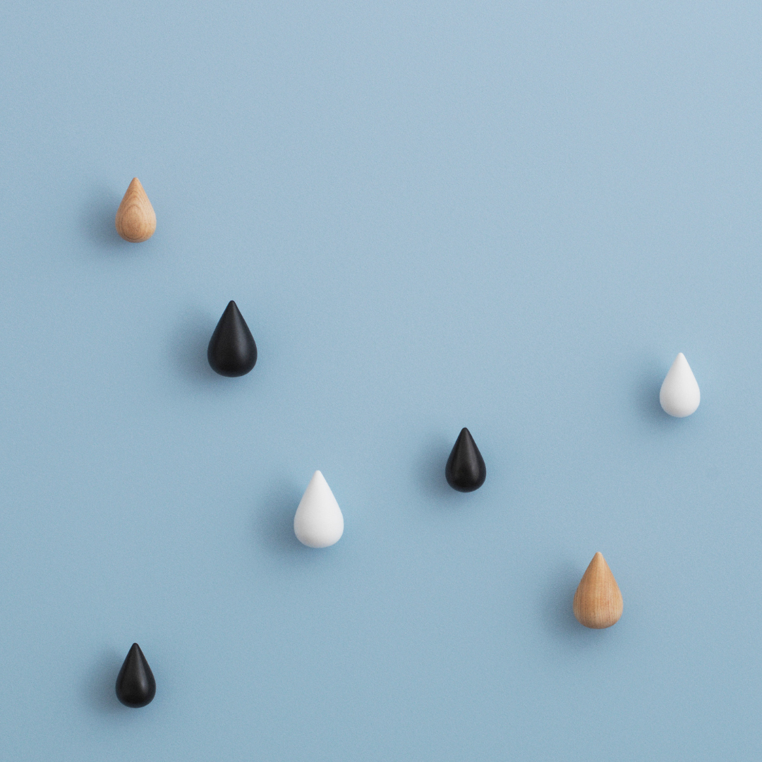 The Dropit Hooks by Normann Copenhagen were created in collaboration with Asshoff & Brogård as an expressive way to hang your favorite items from the wall. We love the teardrop shape of this simple wooden hook, which looks cool styled in pairs or in larger groupings too.