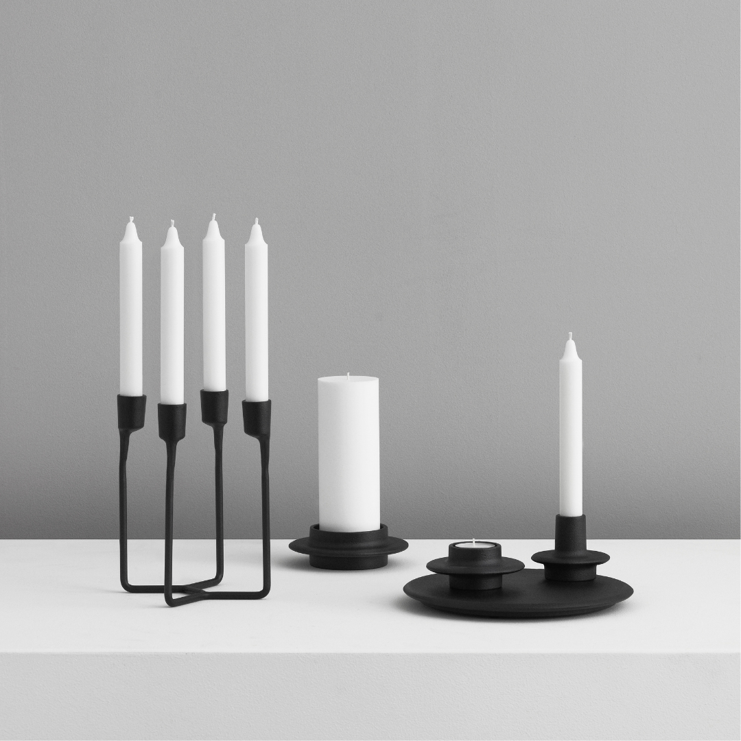 The Normann Copenhagen Heima 4-armed Candlestick in Black is the perfect addition to a well-styled home. We love it styled as a dining room centerpiece or on an entryway table. Paying homage to industrial, Nordic design - the Heima is sculptural yet minimalistic. The Heima is special enough for celebrations but simple and stylish enough for everyday use. Made of cast iron, this decor piece is made to last and will be one of your favorite candle holders.
