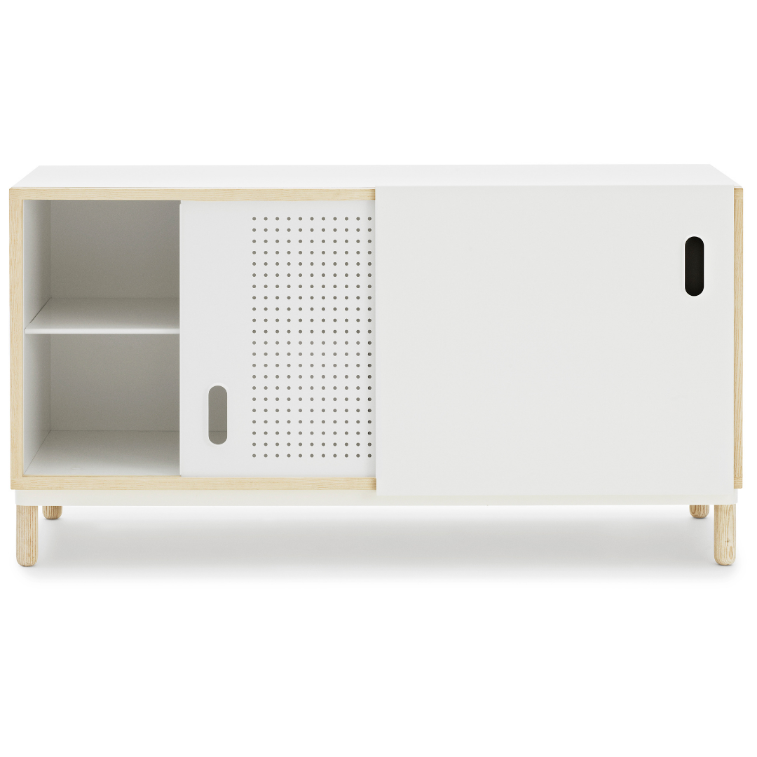 The Kabino Sideboard by Normann Copenhagen was designed by Simon Legald as a simple yet stylish storage solution that has careful details added in for a unique look. We love it styled as an entryway credenza, styled with a table top lamp, a stack of books or a collection of vases. Its neutral and modern style allows it to blend in or stand out depending on its intended use.