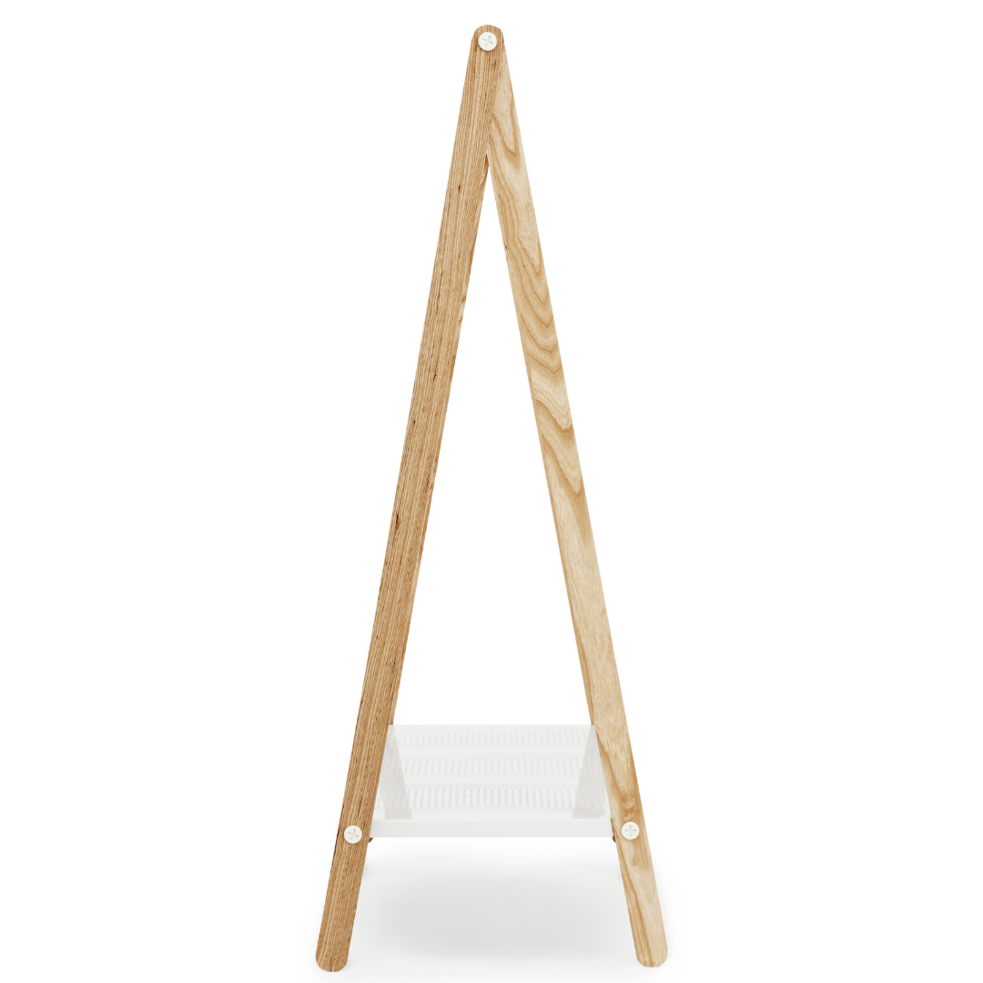 The Toj Clothes Rack is sure to be your favorite storage accessory. Designed by Simon Legald for Normann Copenhagen, this piece combines industrial style with simple and thoughtful design. We adore the clean lines from the metal shelf and trusses which makes it durable, while the wooden structure provides a softer feel, optimal for the bedroom or guest room.